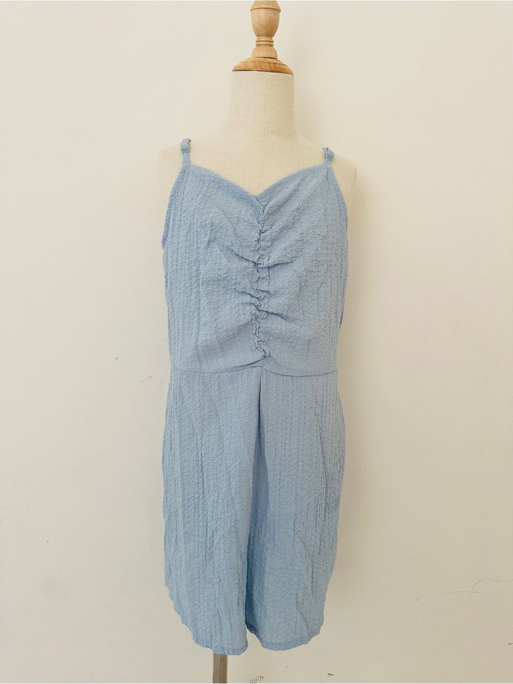 H&M Kids Light Blue Ruched Front Spaghetti Strap Romper Shorts